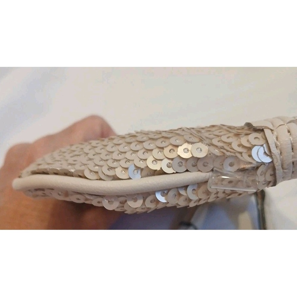 Juicy Couture‎ Y2K Sequin Wristlet Bag Off White Logo Glam Mini Purse Bling - Picture 12 of 15